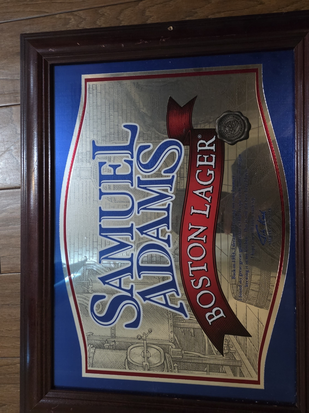 Samuel Adams Boston Lager Framed Sign - Blue, Gold, Red